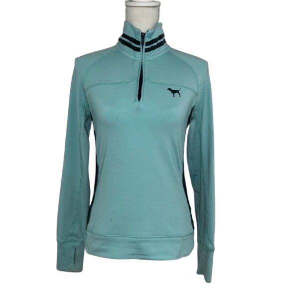 PINK Ultimate Victoria's Secret Teal Hem Quarter Zip Pullover Women's - Picture 11 of 12